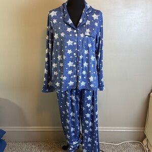 Pillow Talk Super Soft Comfy Blue Star Pajama Set Sz L NWOT